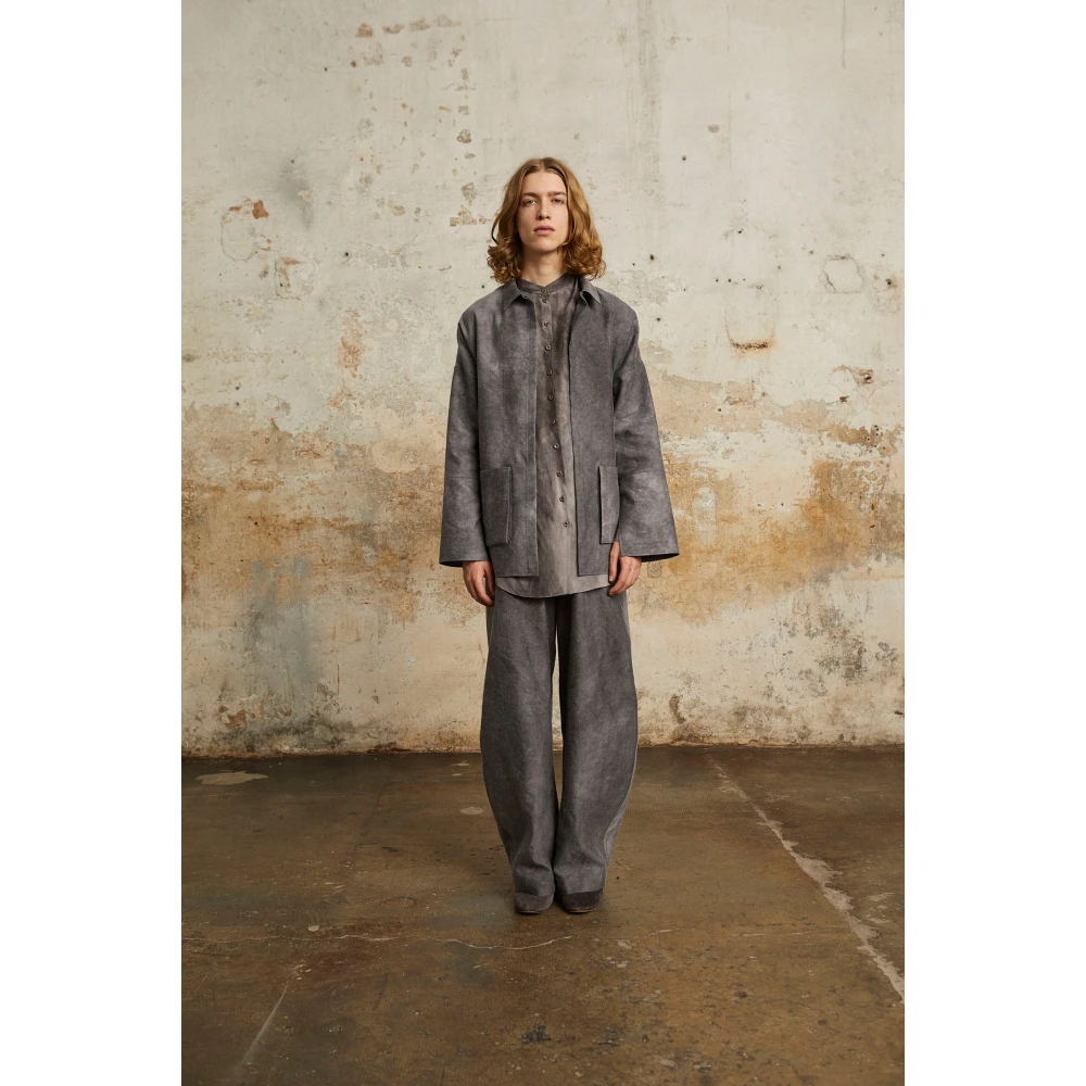 Cortana Rocco overshirt in linnen en zuivere wol lila mêlee Gray Dames