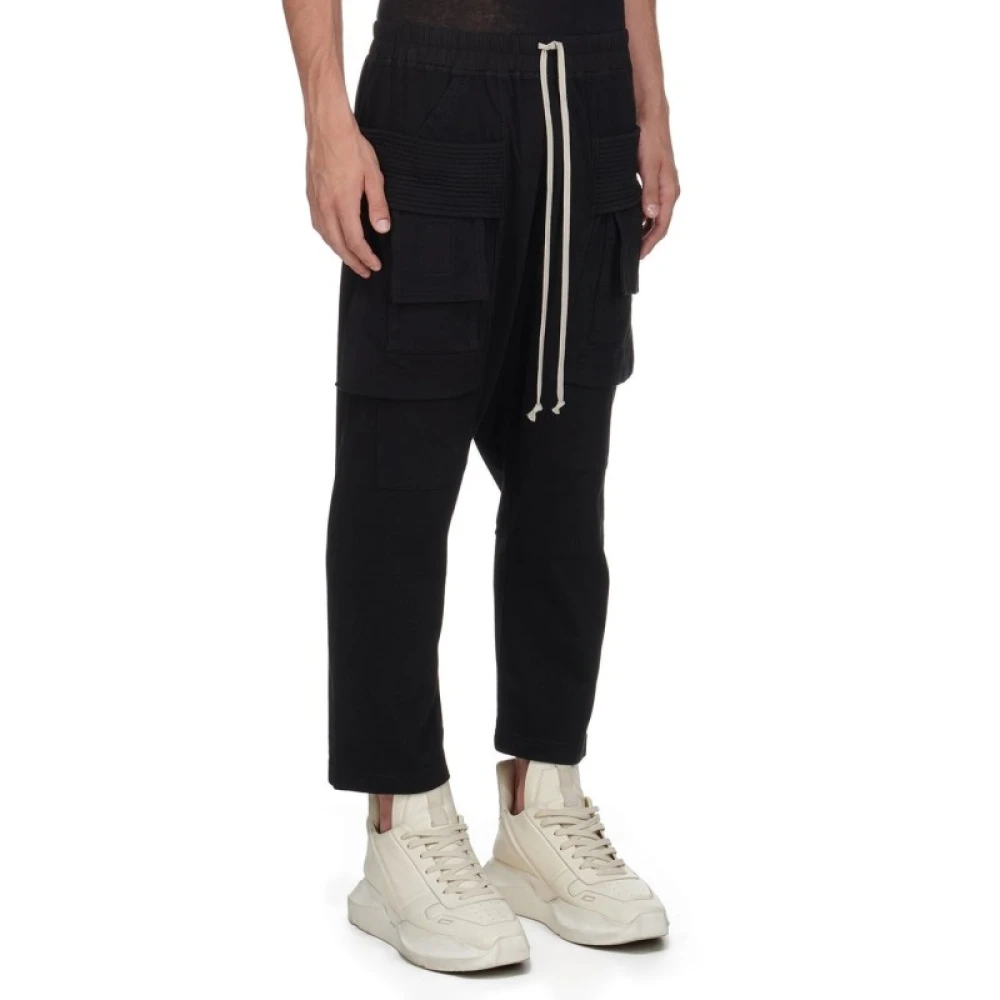 Rick Owens Cargo Cropped Drawstring Broek Black Heren