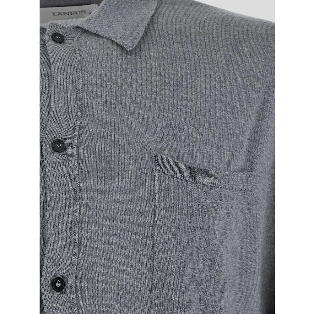 Laneus Wollen Gebreide Polo Gray Heren