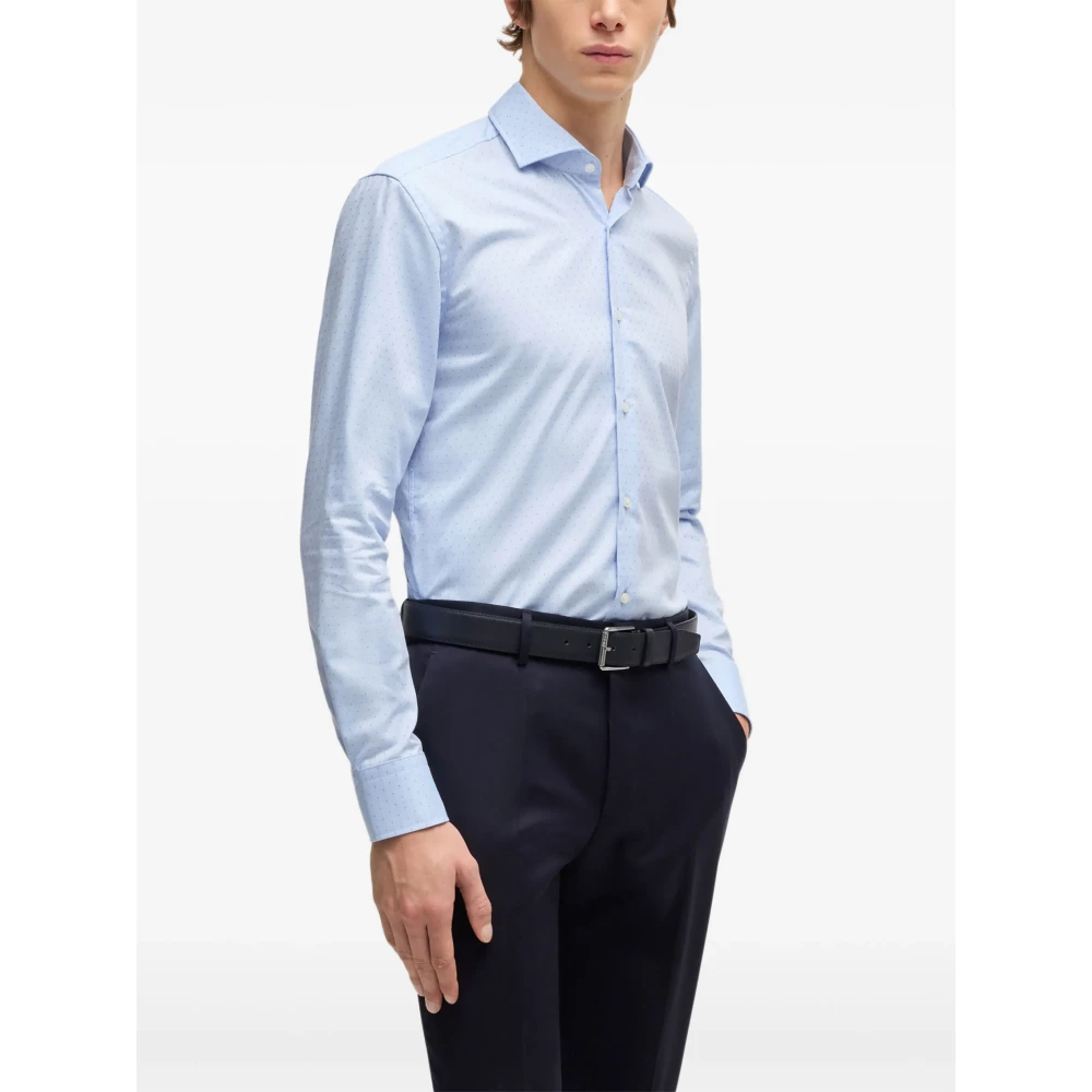 Hugo Boss Polka-dot Katoenen Overhemd Blue Heren