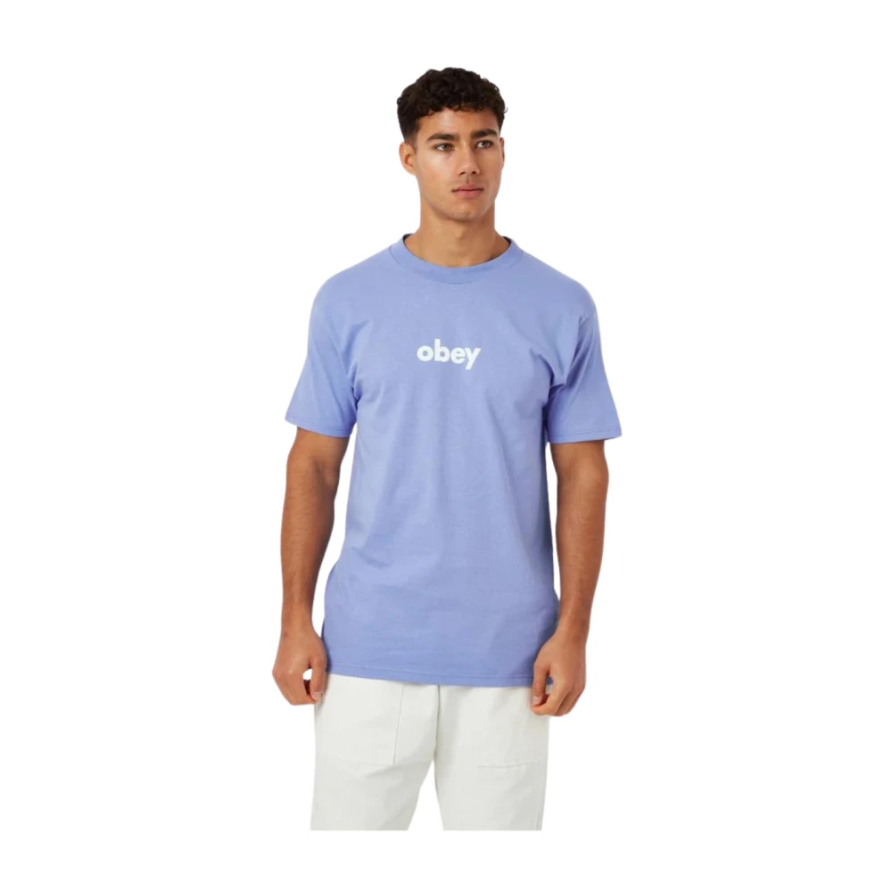 Obey Logo T-shirt Casual Stijl Blue Heren