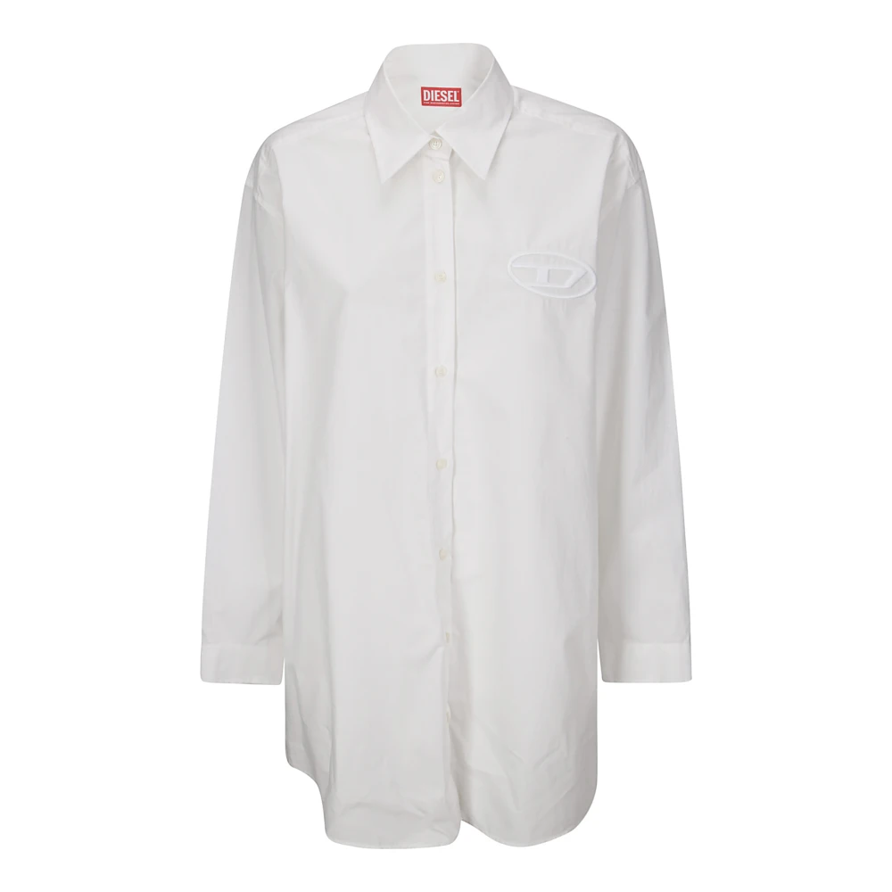 Diesel Oversized Shirt met Geborduurd Logo White Dames