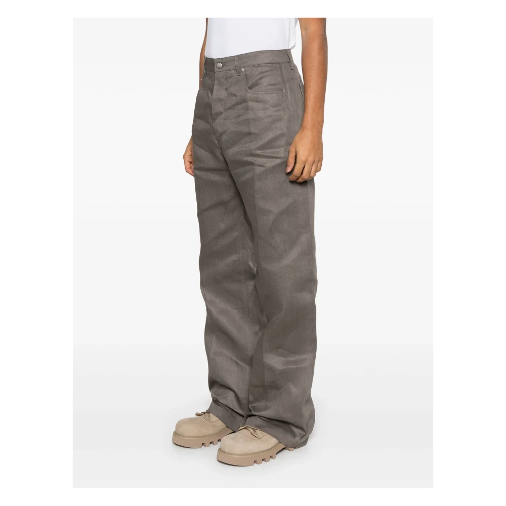 Rick Owens Moderne linnen jeans met wijde pijpen Gray Heren