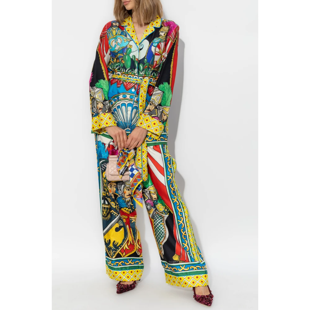 Dolce & Gabbana Zijden broek met Carretto-patroon Multicolor Dames