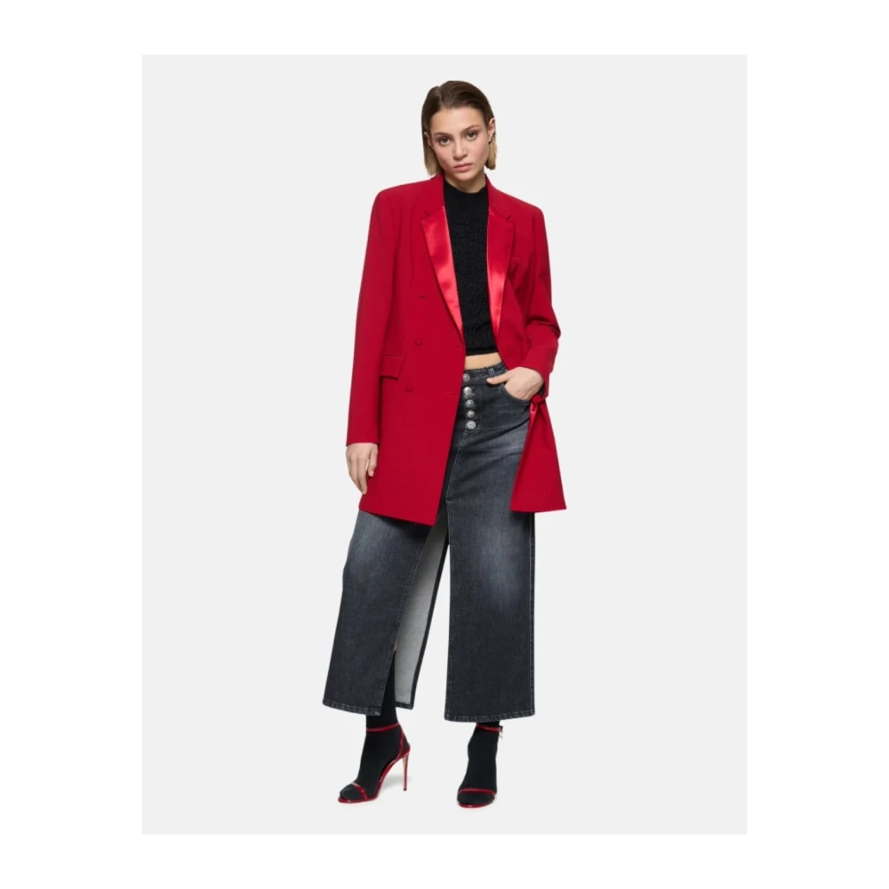 Dondup Denim lange rok met split Black Dames