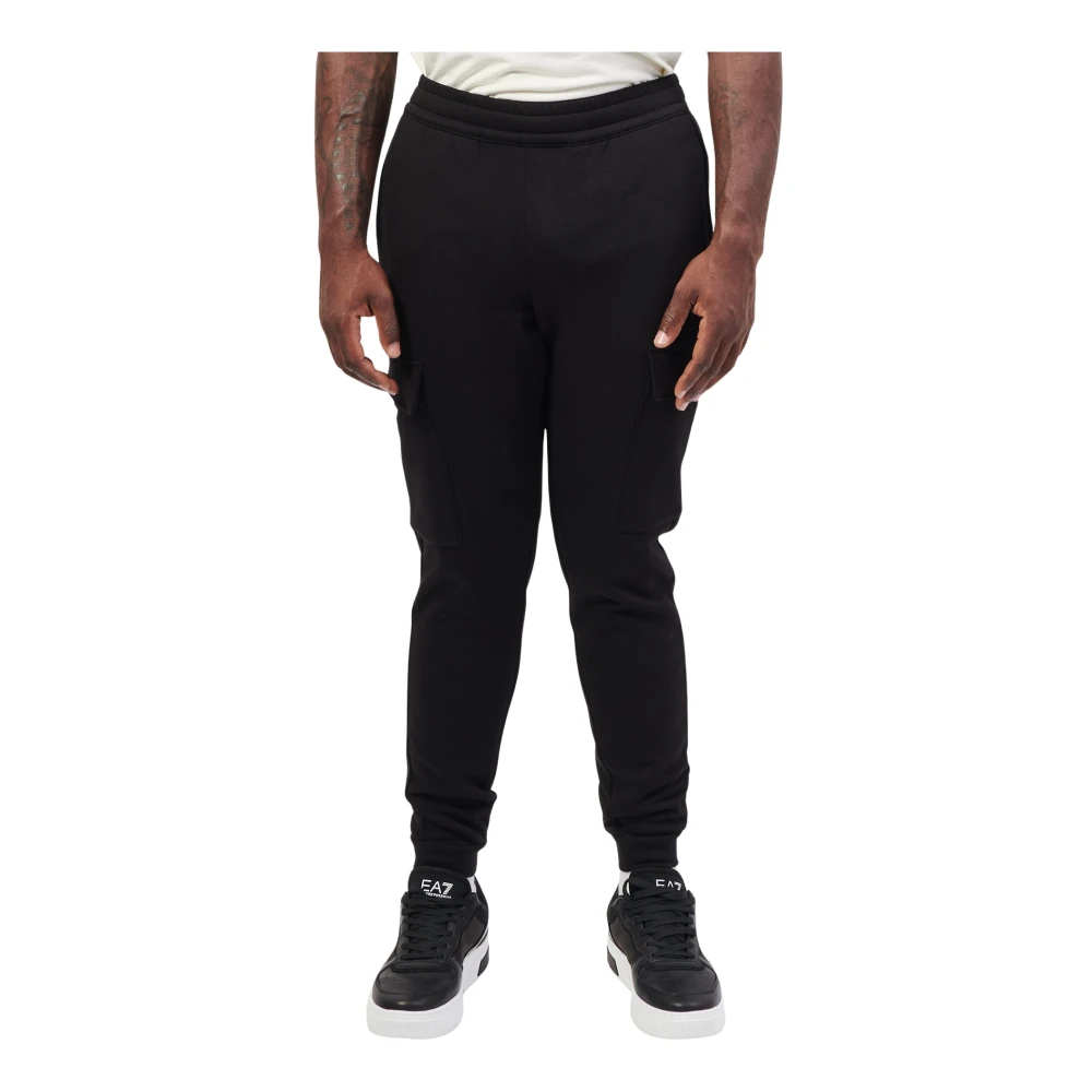 Emporio Armani Zwarte Sweatpants met Zijlogo Zakken Black Heren