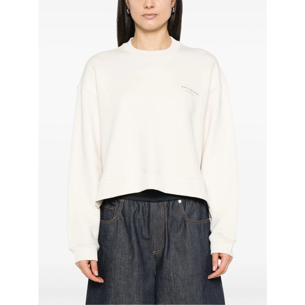 Philosophy di Lorenzo Serafini Biologisch Gerecyclede Amerikaanse Sweater Ivoor Fantasie White Dames