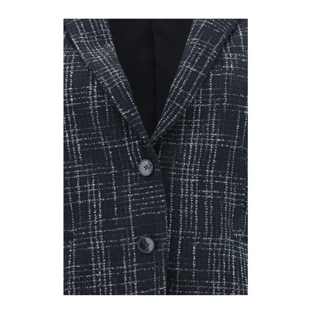 Lardini Geruite Wollen Blazer met Gestructureerde Schouders Black Dames