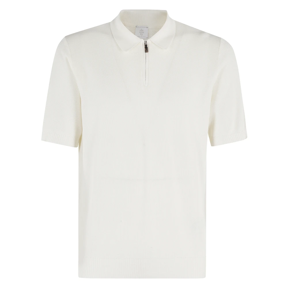 Eleventy Polo met halve rits White Heren