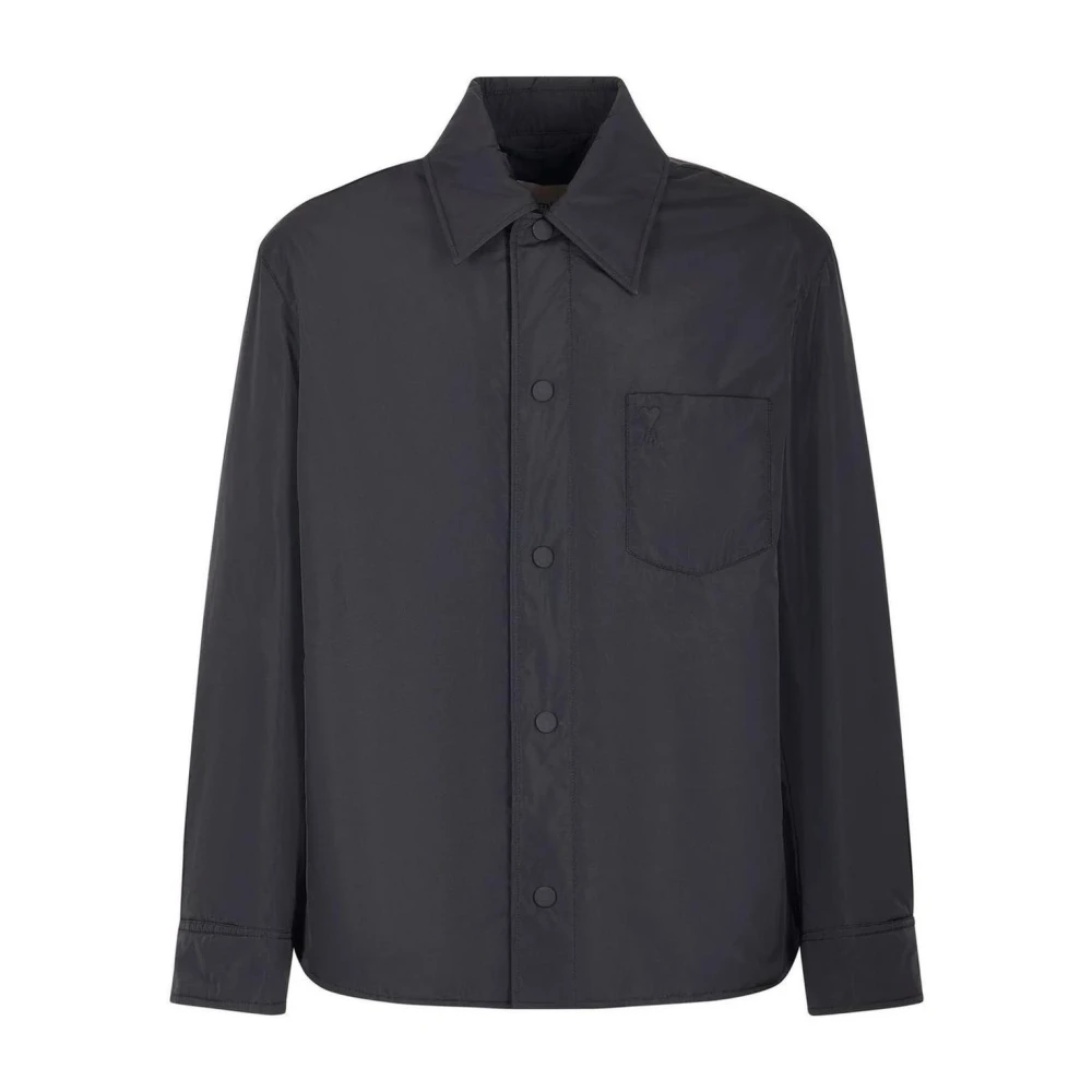 Ami Paris Svart Overshirt Med Broderad Ami De Coeur-Motiv