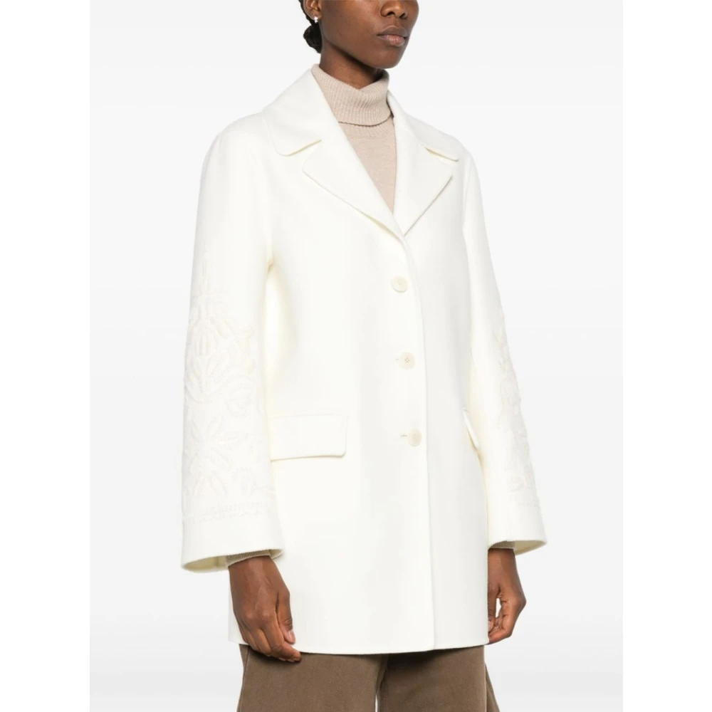 Ermanno Scervino Witte Wollen Jas Geborduurd Motief White Dames