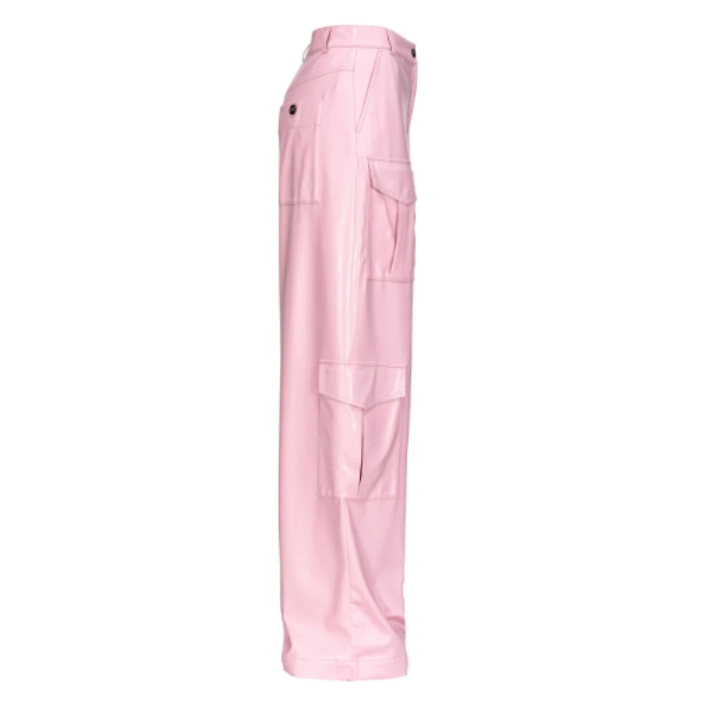 pinko Leather Trousers Pink Dames