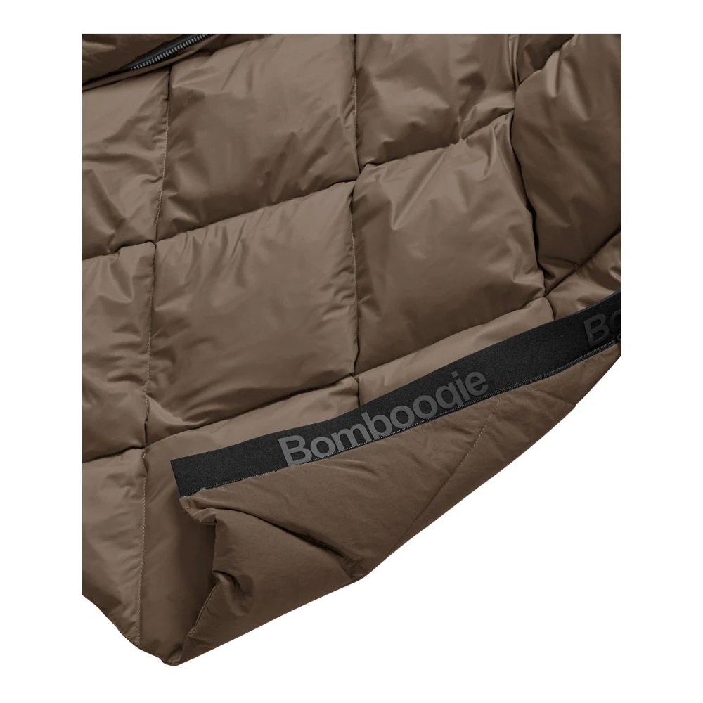 BomBoogie Lyon Jack Oversize Nylon Donsjack met Diamantstiksel Brown Dames