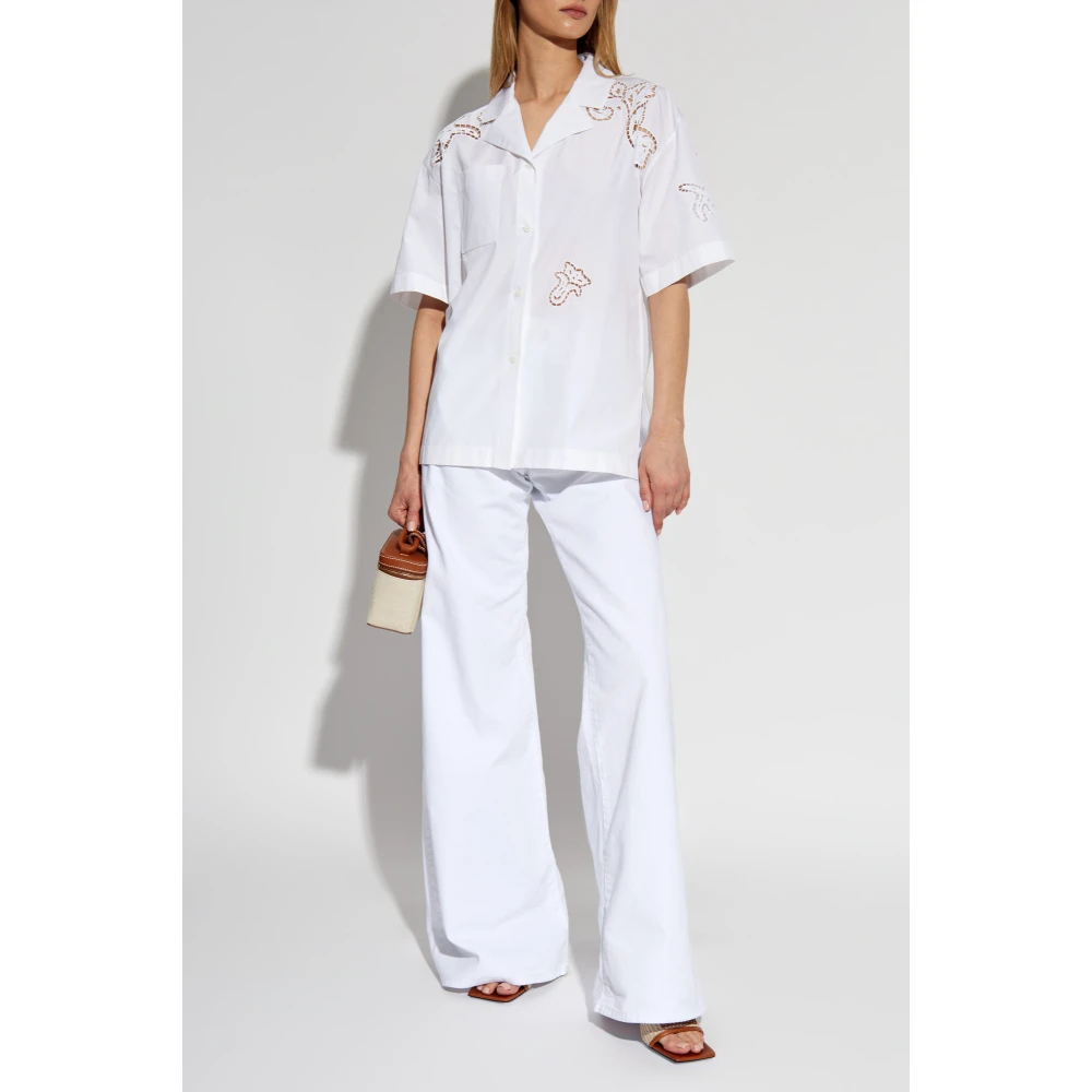 Versace Shirt met openwerkpatroon White Dames