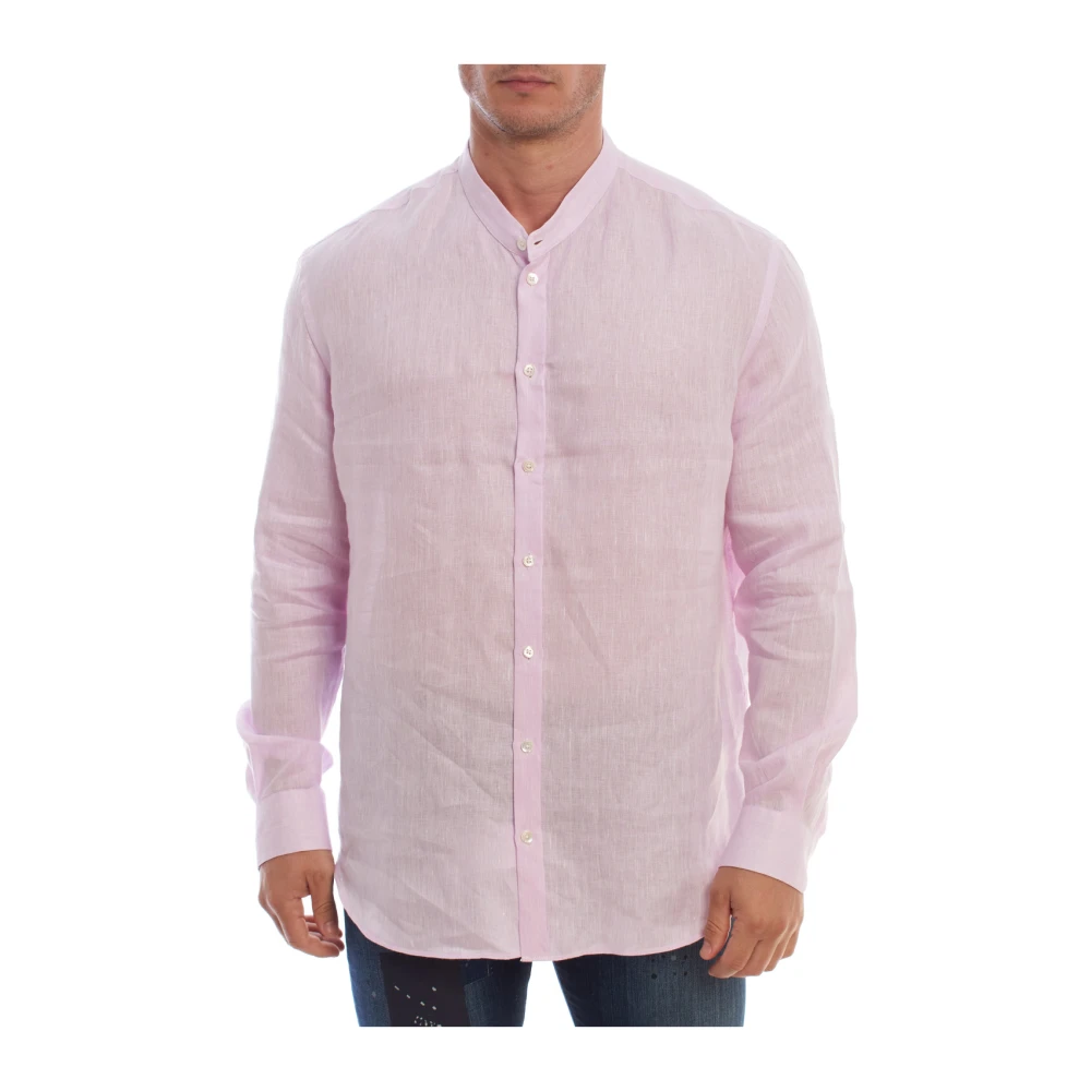 Emporio Armani Elegante linnen overhemd met lange mouwen Purple Heren