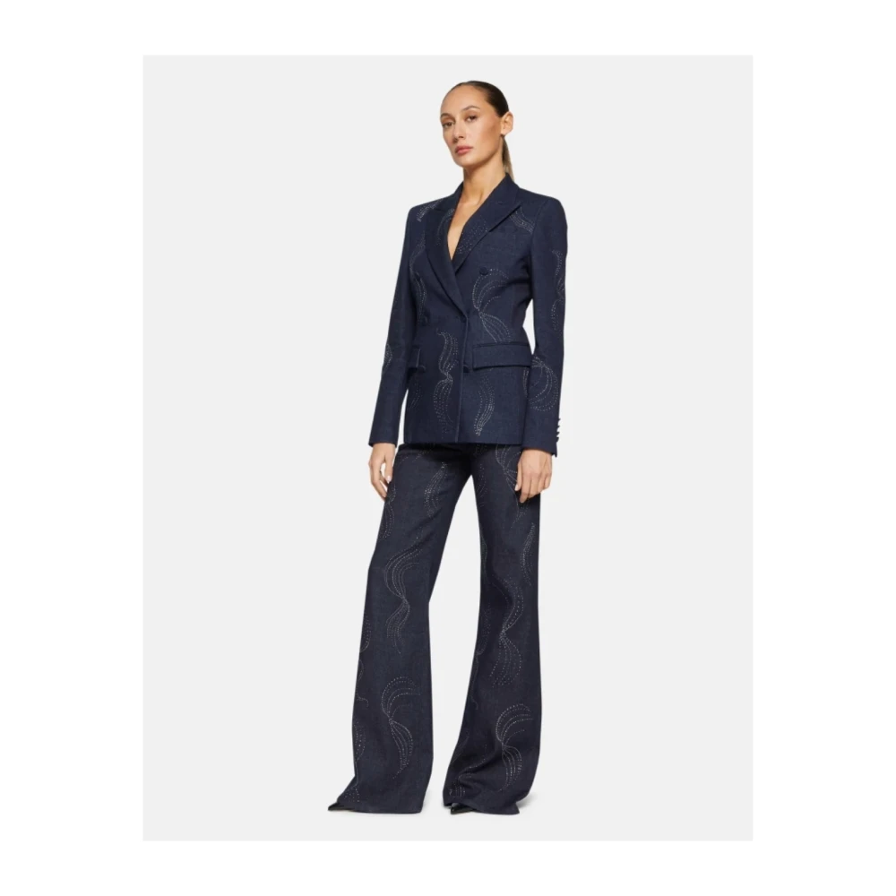 Dondup Dubbeknoops denim jasje met strass Blue Dames