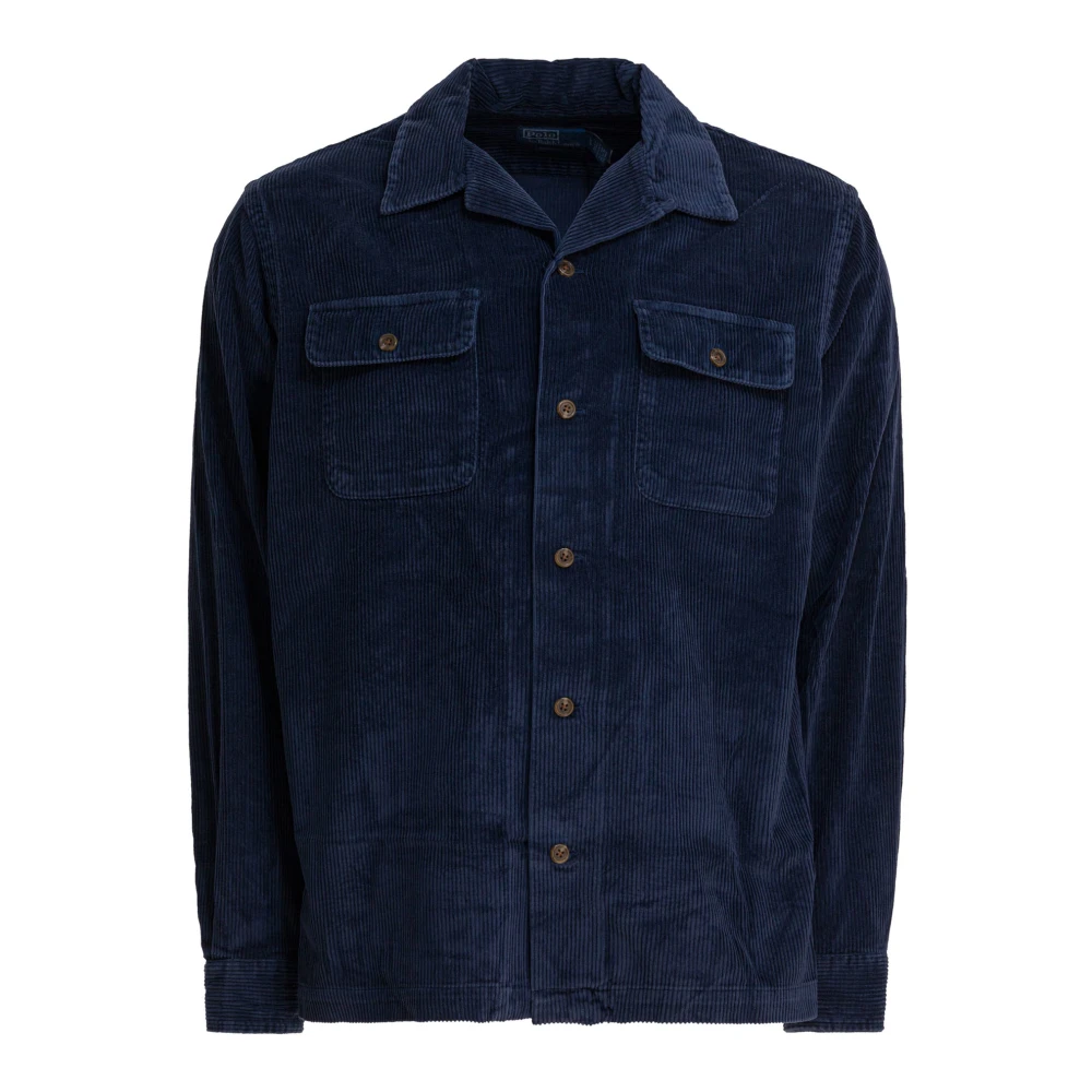 Polo Ralph Lauren Men's Blue Light Jackets, S, Corduroy Overshirt Jacket Aw25