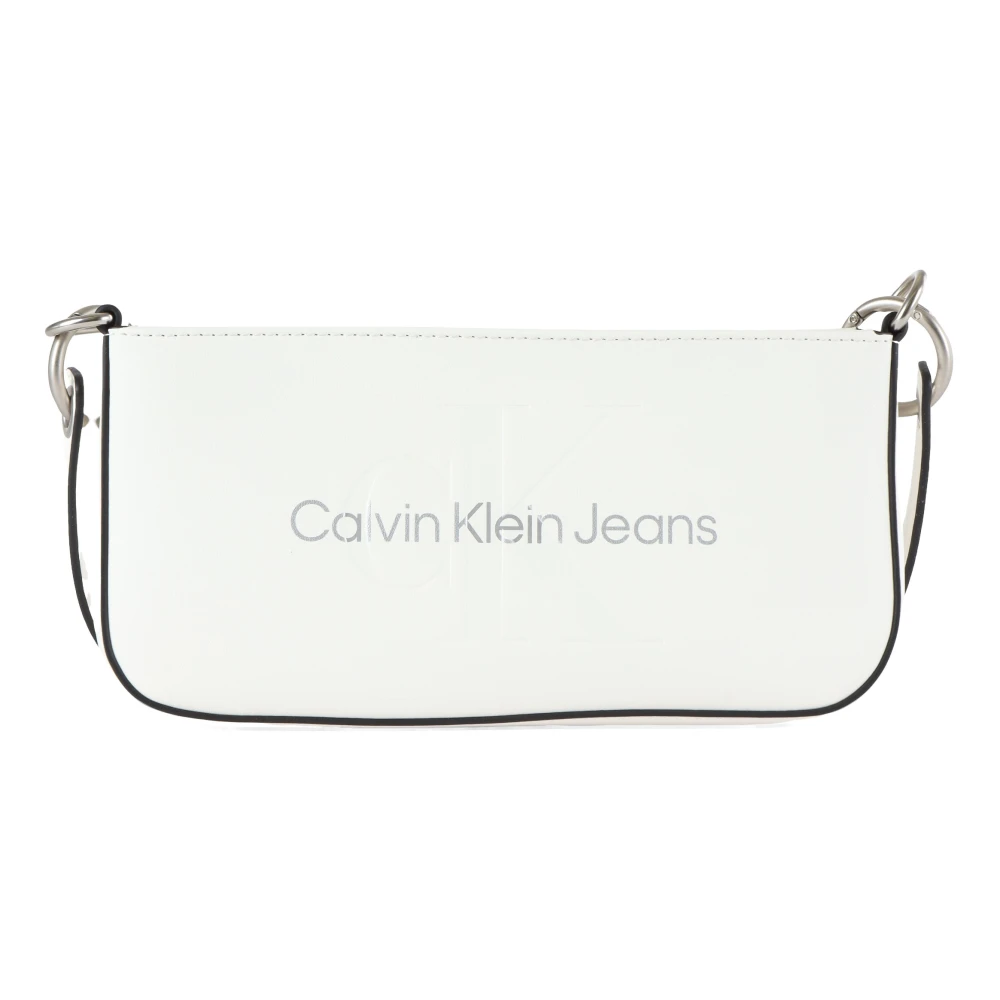 Calvin Klein Jeans Schoudertas van imitatieleer met reliëflogo White Dames