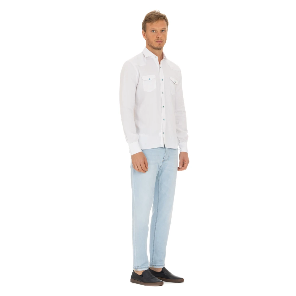 Barba Texaanse Stijl Wit Overhemd White Heren