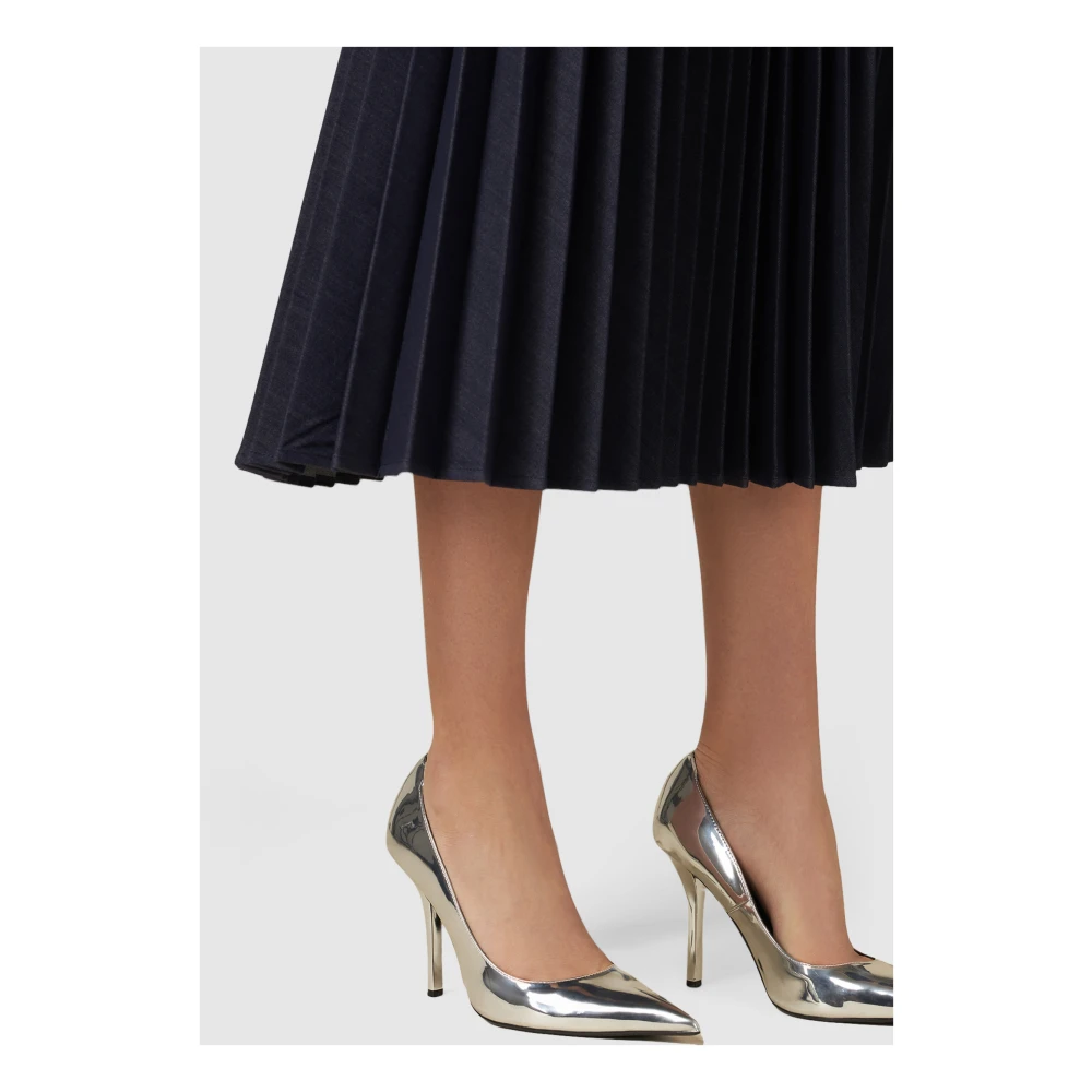 Oltre Lange Denim Plooirok Blue Dames