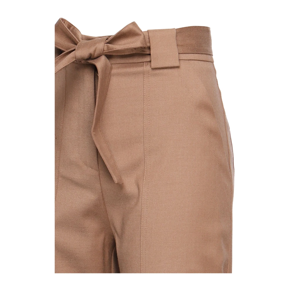 pinko Beige Wolmix Relaxte Broek Beige Dames