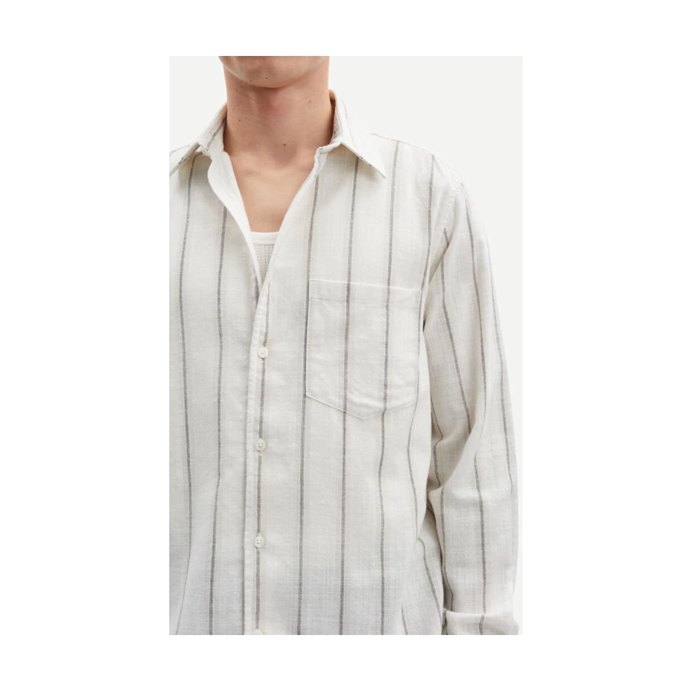 Samsøe Gestreept shirt met lange mouwen White Heren