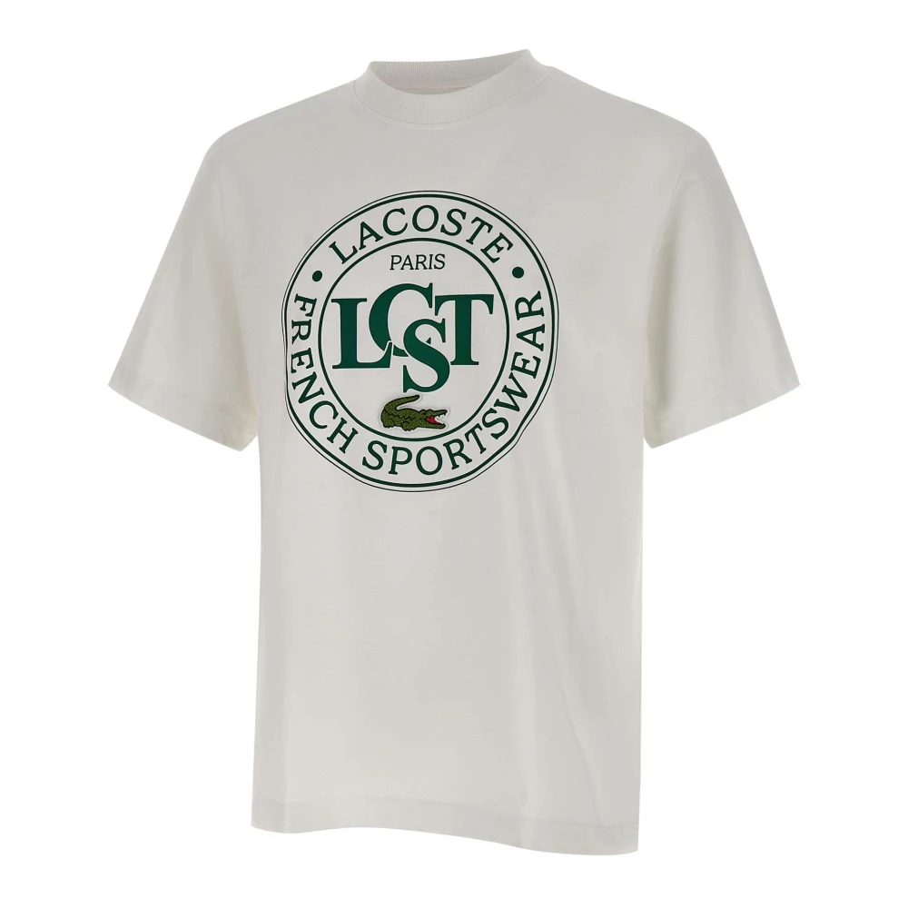 Lacoste Heren T-shirt Wit Logo Print White Heren