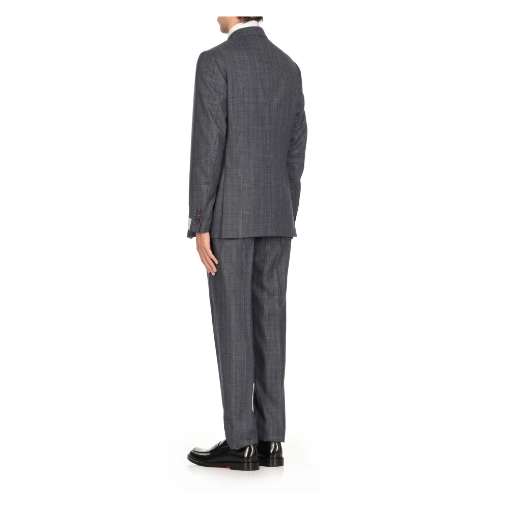 Caruso Blauw Wollen Pak Jas en Broek Blue Heren
