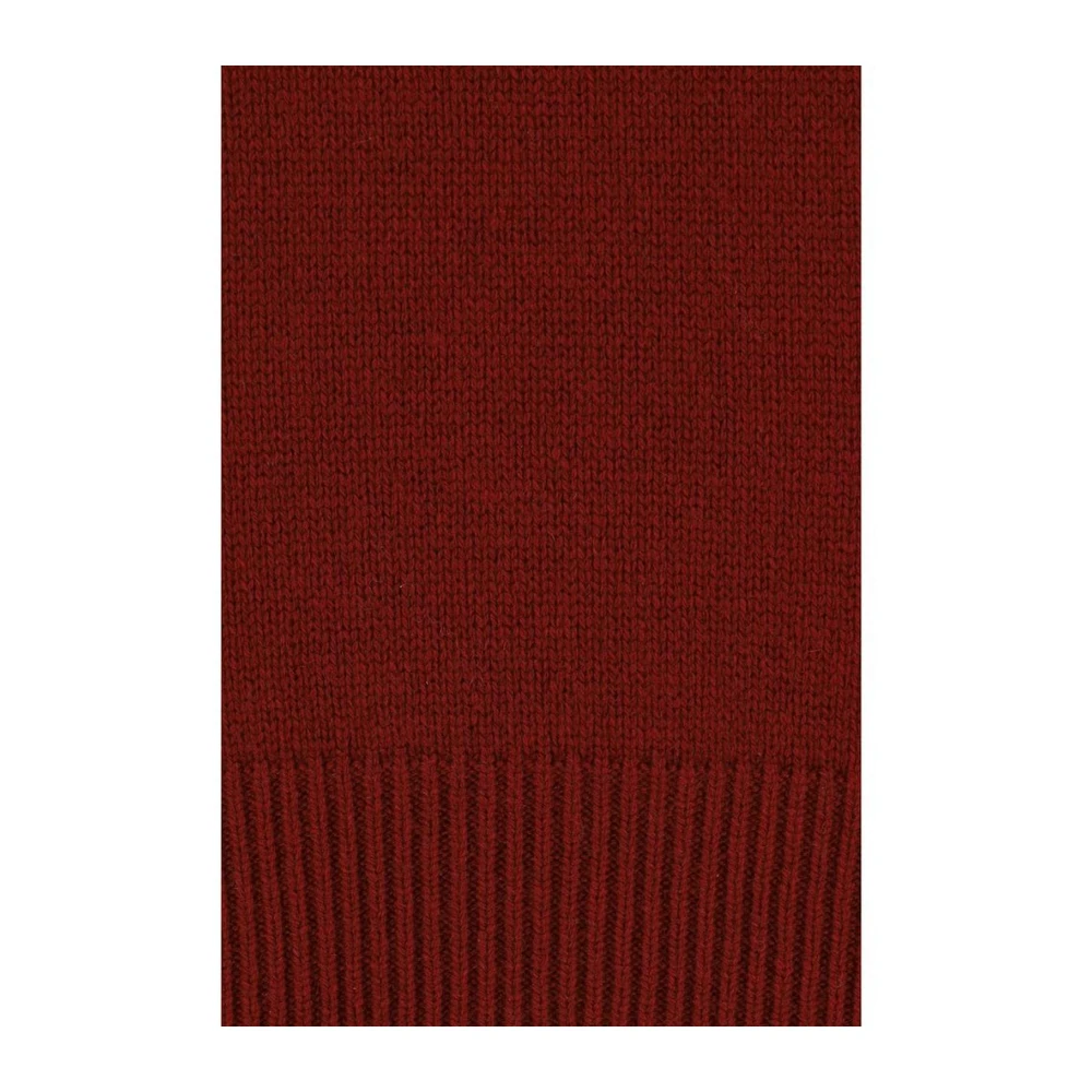 allude Monochrome Kasjmiertrui met Geribbelde Hals Red Dames