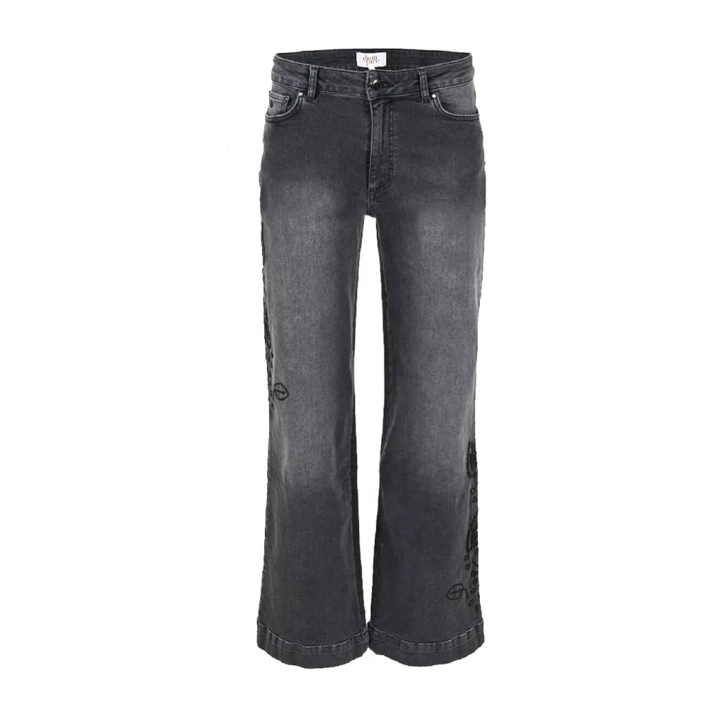 DNM Pure Wijde Pijp Gekleurde Jeans Black Dames