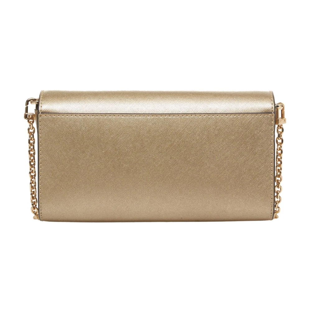 Michael Kors Gouden Metallic Clutch Tas Yellow Dames