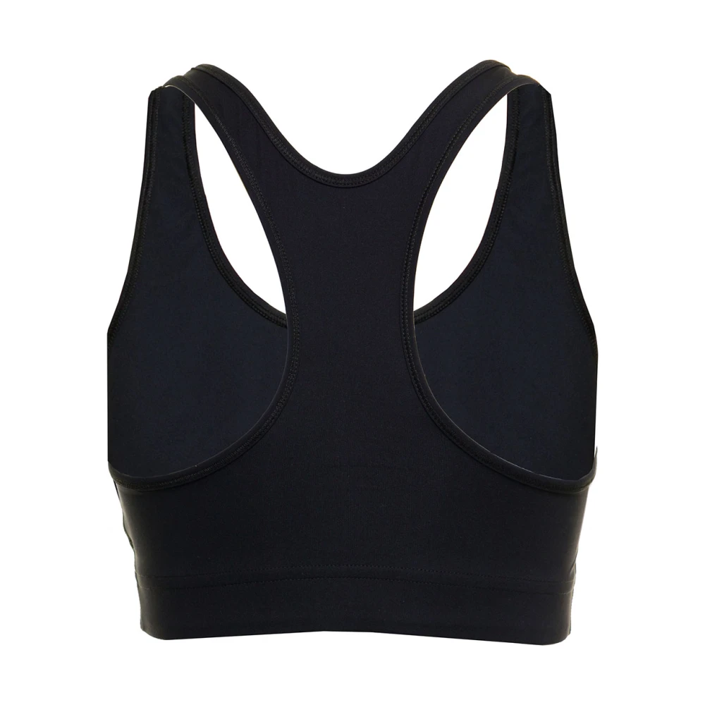 Jil Sander Zwarte Stretch Stof Logo Top Black Dames