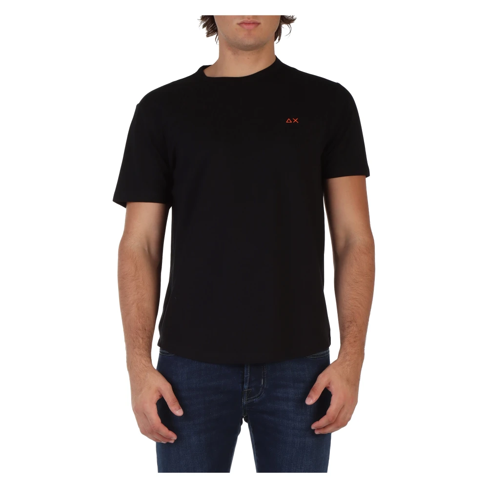 Sun68 Geborduurd Logo Katoenen Piqué T-Shirt Black Heren