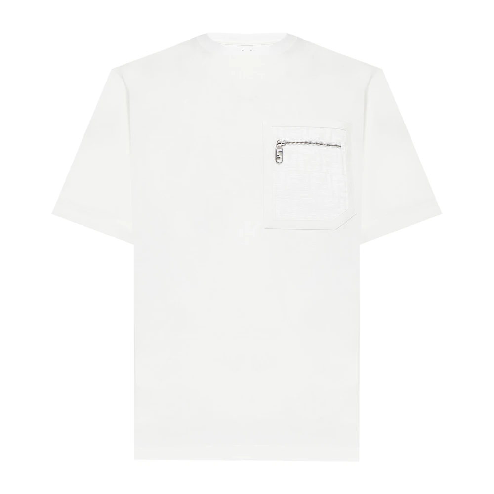 Fendi Witte Skater-Fit T-shirt met FF Zak White Heren