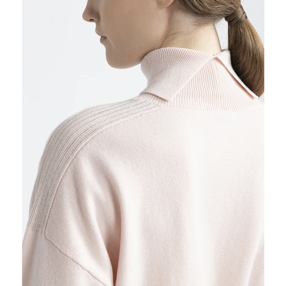 PESERICO Wol zijde en kasjmier ronde hals trui Pink Dames