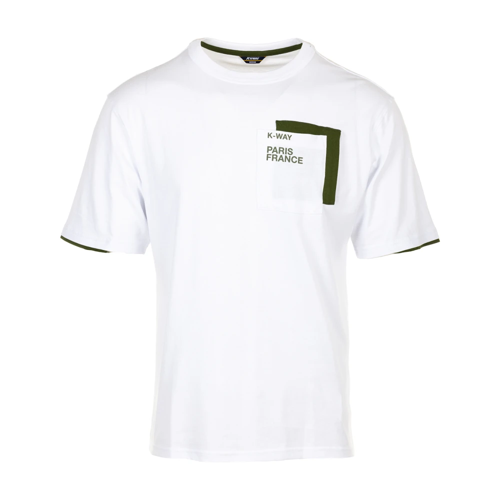 K-way Witte T-shirts en Polos met Contrastzakken White Heren