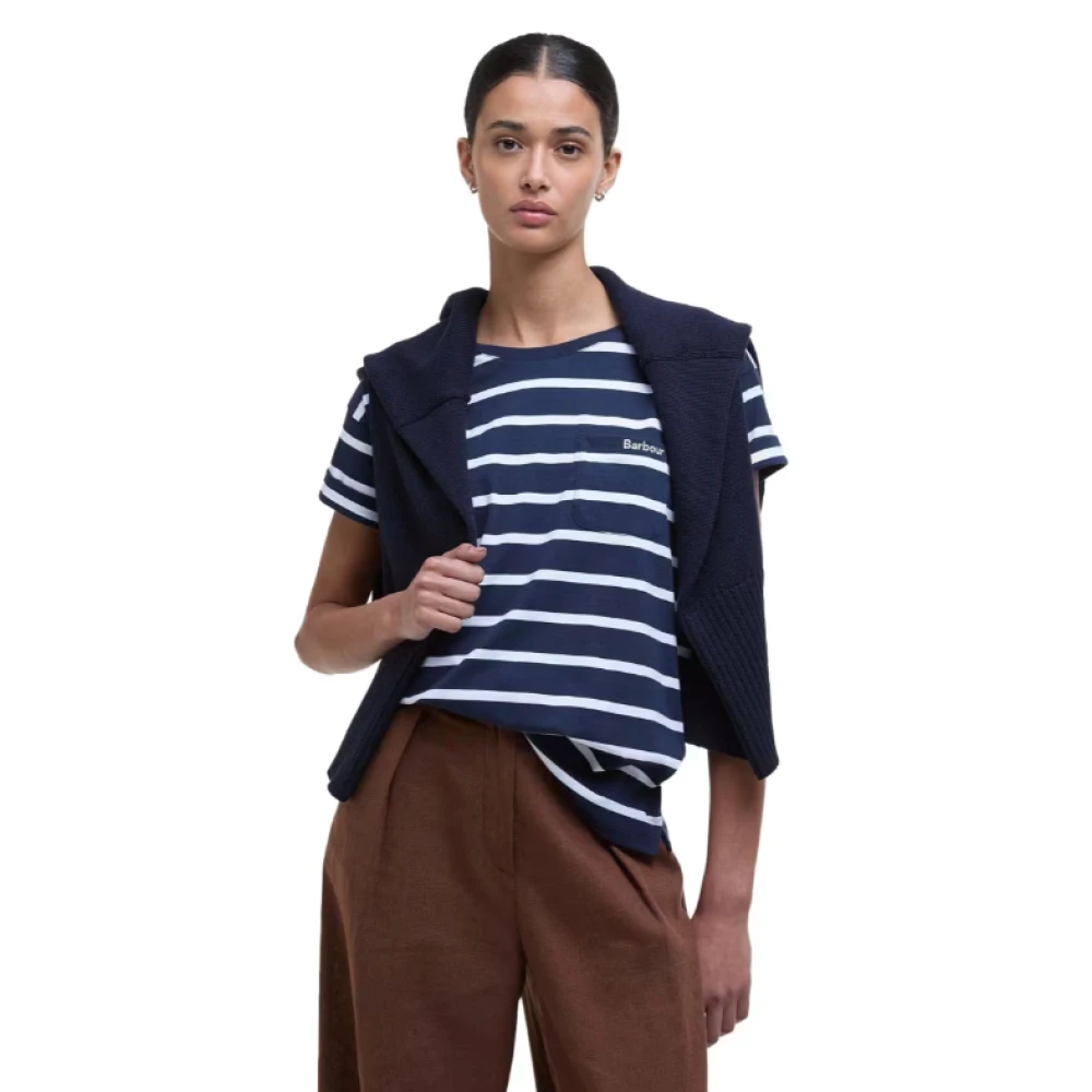 Barbour Blauwe T-shirts en Polos met Zak Blue Dames