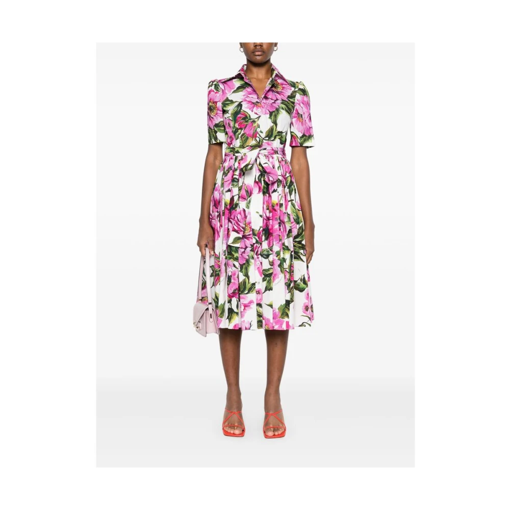 Dolce & Gabbana Ultra Roze Jurk met knoopsluiting Multicolor Dames
