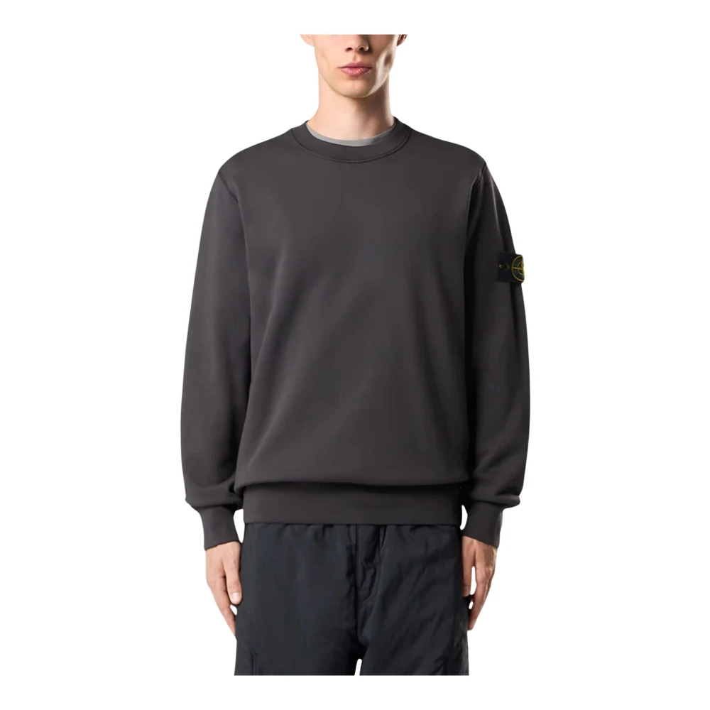 Stone Island Men's Gray Sweatshirts, 2XL, Cotton Fleece Crewneck Sweatshirt
