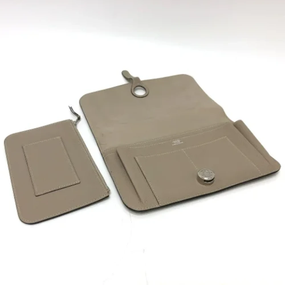 Hermès Vintage Pre-owned Leather wallets Beige Dames