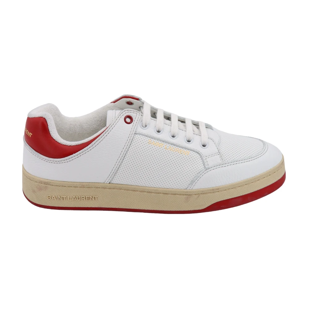 Saint Laurent Men's White Sneakers, 7 Uk, Trainers Red