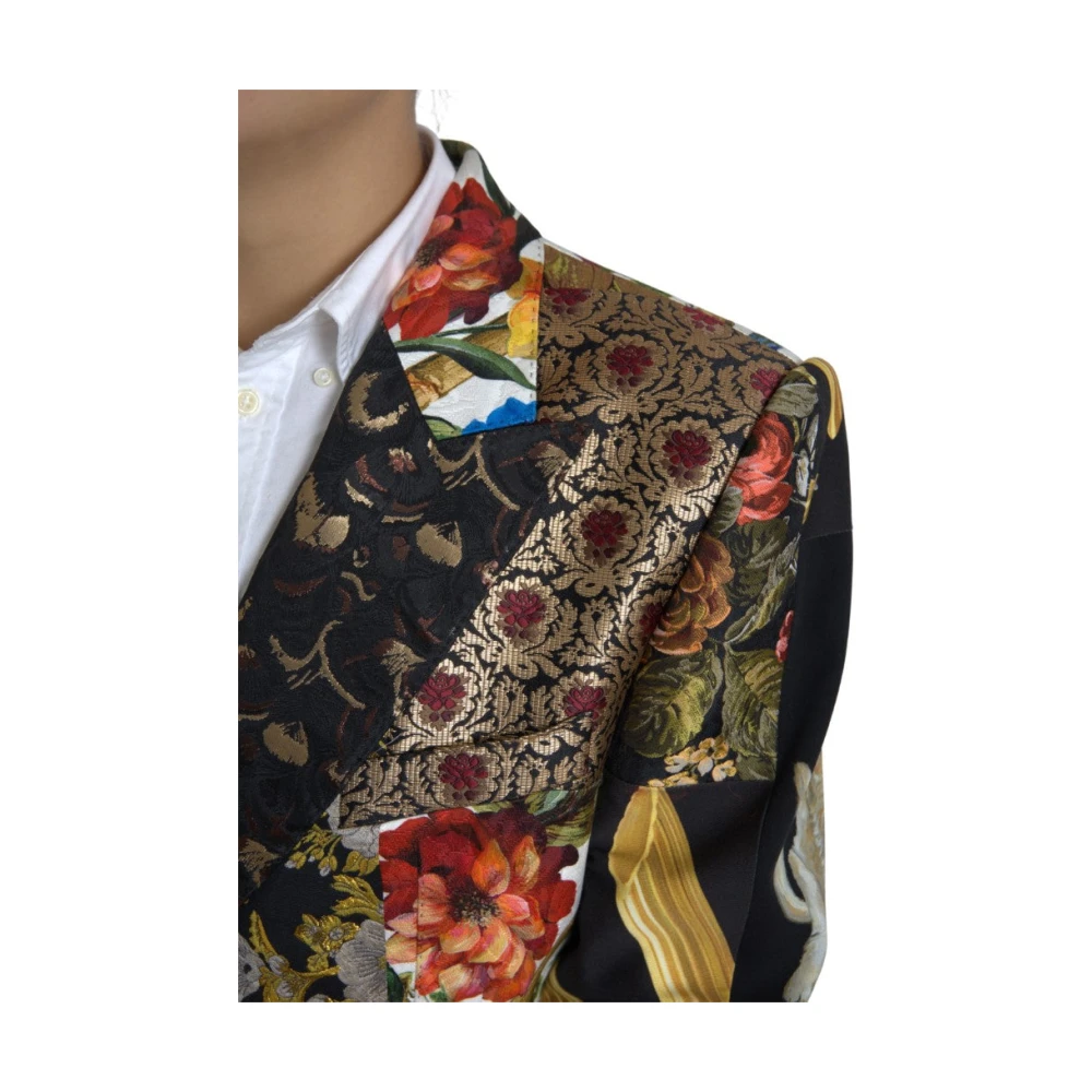 Dolce & Gabbana Multicolor Patchwork Jacquard Jas Blazer Multicolor Dames