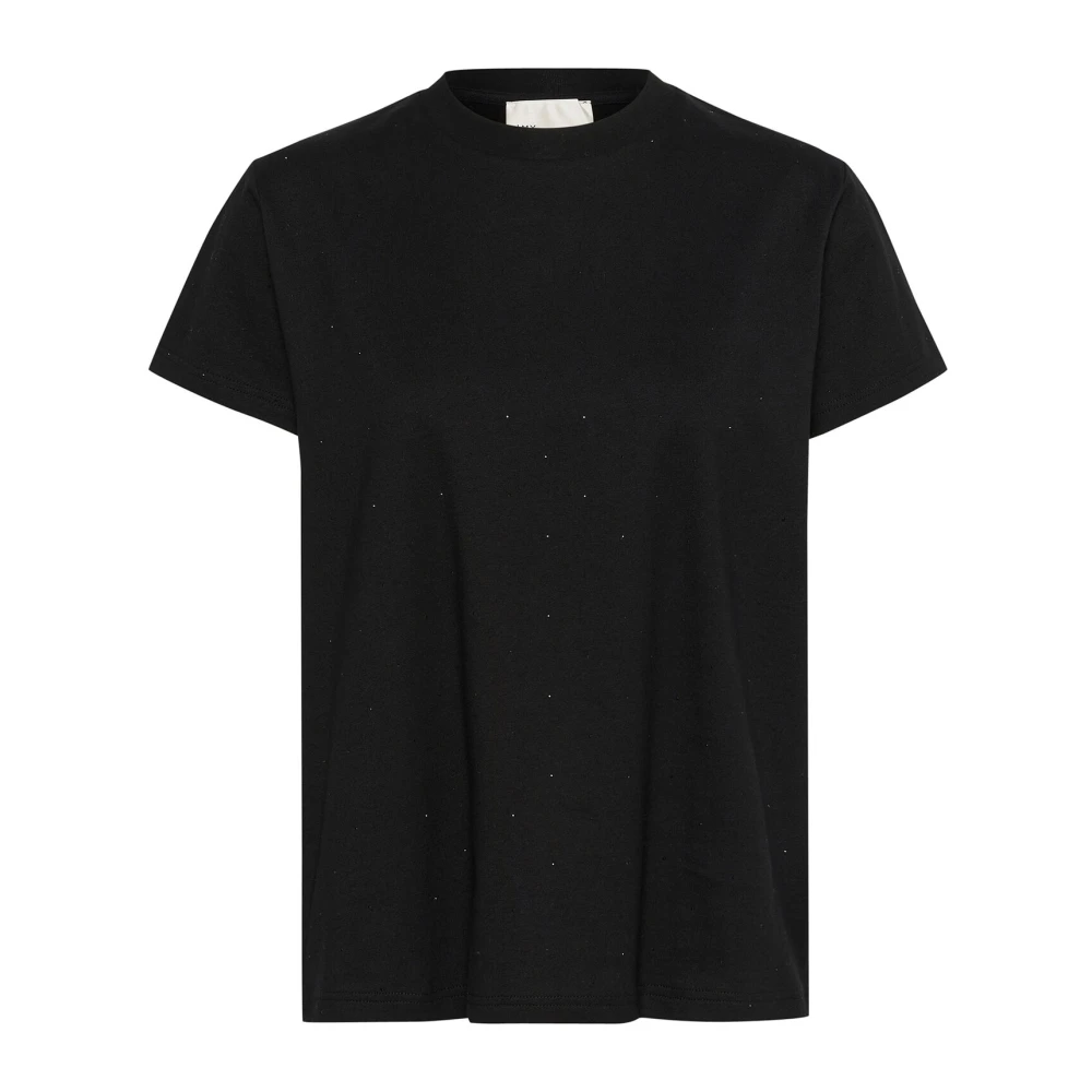My Essential Wardrobe Zwarte Rhinestone Tee Top Black Dames