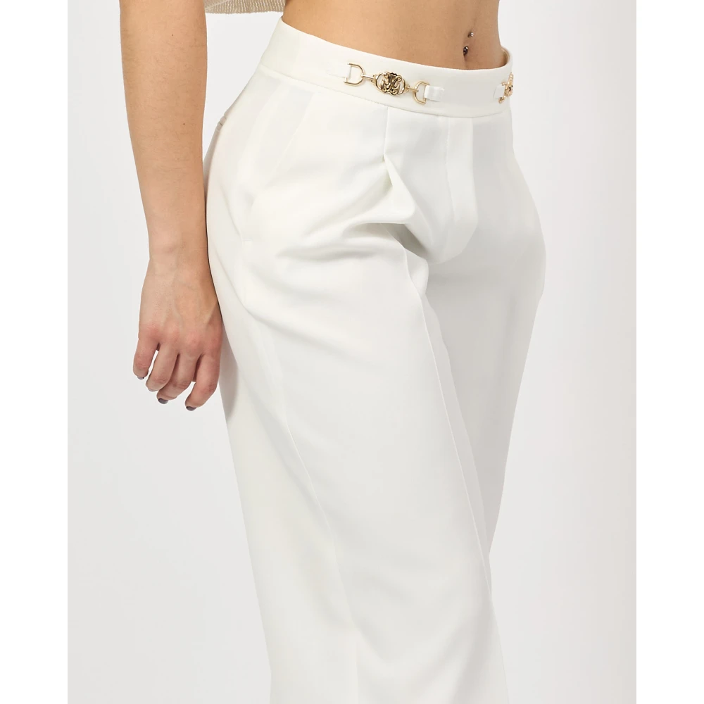 Gaëlle Paris Witte Wijde Pijp Broek met Gouden Details White Dames
