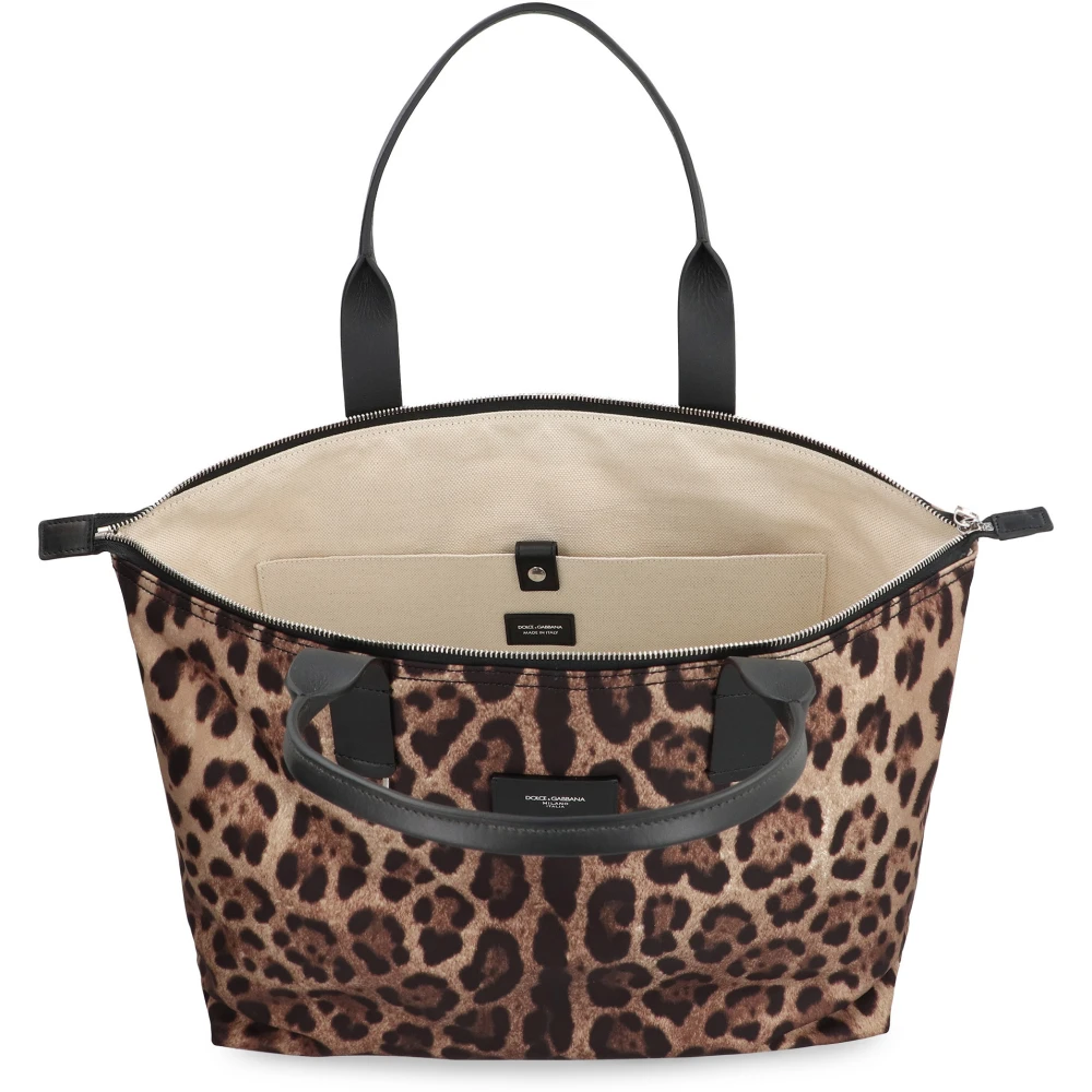 Dolce & Gabbana Nylon Shopper Tas met Leren Details Brown Heren
