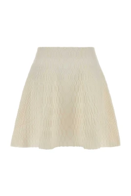 Flared Crocodile-Knit Skirt