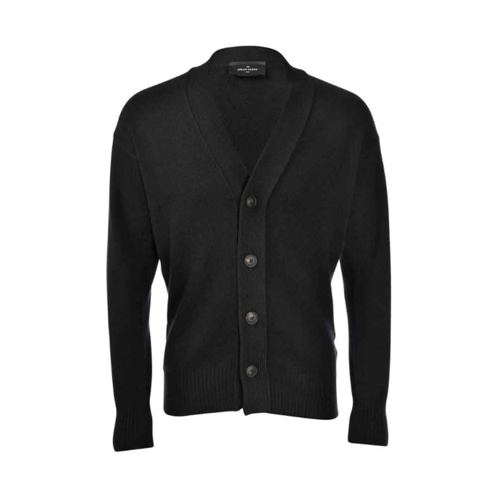 Gran Sasso Zwarte Cardigan met knopen en verlaagde schouder Black Heren