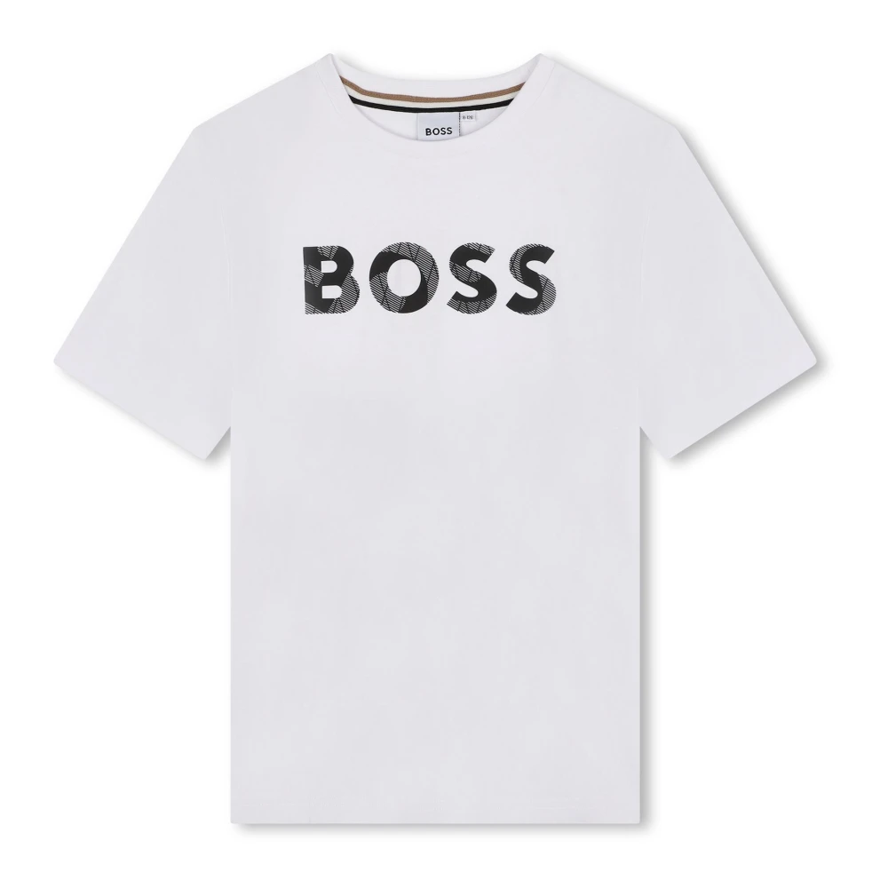 Hugo Boss Logotryck Bomull T-shirt White, Unisex