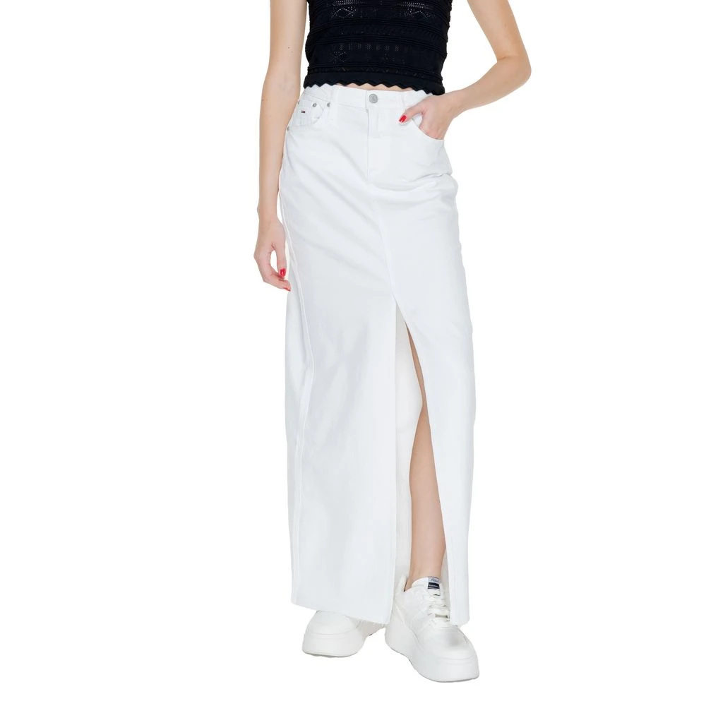 Tommy Jeans Katoenen Dames Lange Rok White Dames
