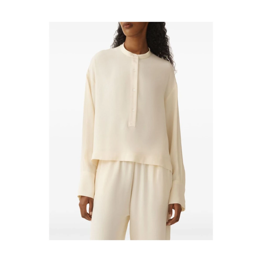 Fabiana Filippi Witte Geknoopte Kraagloze Lange Mouwen Blouse White Dames